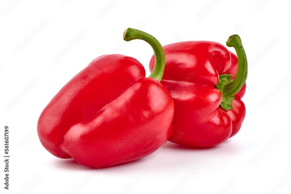 Sweet red pepper isolated on white background.