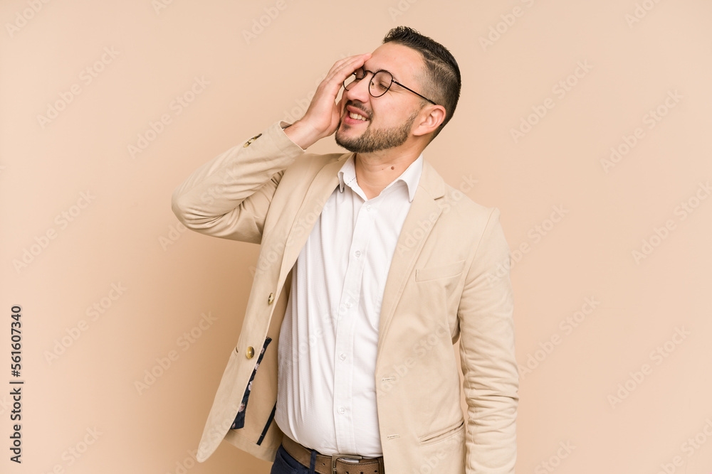 Adult latin business man cut out isolated laughing happy, carefree, natural emotion. Adult latin business man cut out isolated laughing happy, carefree, natural emotion.