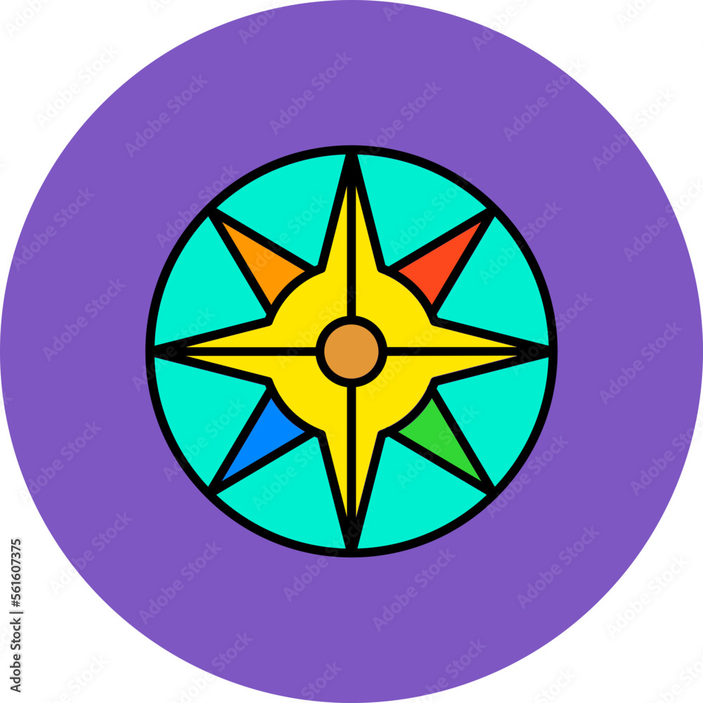Compass Multicolor Circle Filled Line Icon Compass Multicolor Circle Filled Line Icon