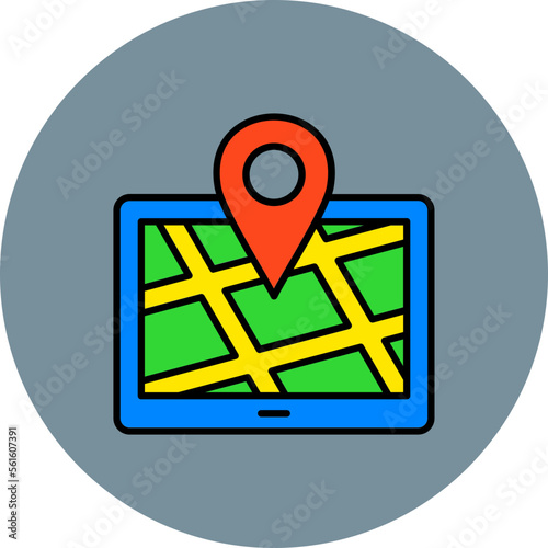 Location Multicolor Circle Filled Line Icon