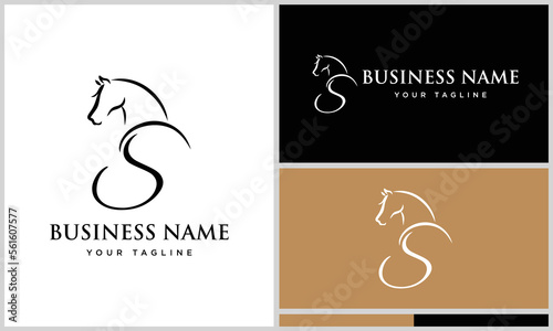 line art horse initial logo