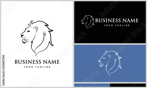 line art head lion logo