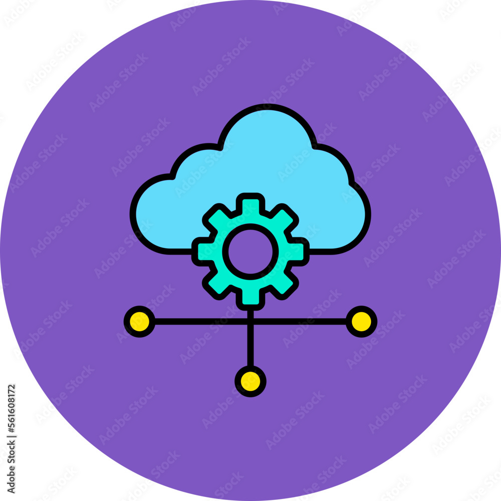 Cloud Settings Multicolor Circle Filled Line Icon
