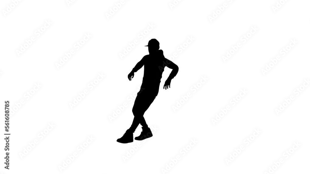 Black silhouette on a white background man dance hip hop . can use invert for alpha chanel Black silhouette on a white background man dance hip hop . can use invert for alpha chanel