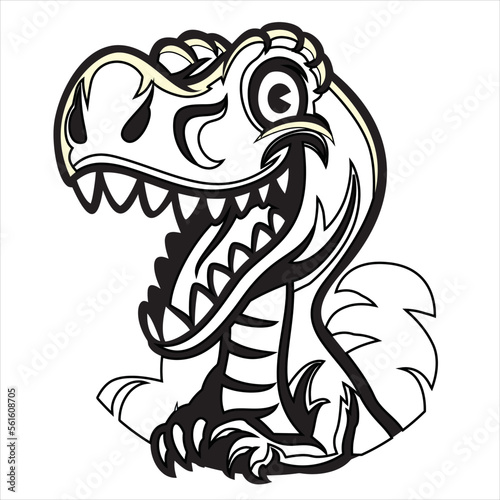 Dinosaur Coloring Page for Kids. vector drawing of cartoon dinosaur, for coloring book. Dino logo 