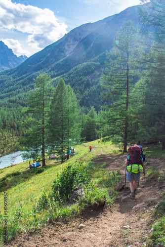 Hiking in the mountains. Altai Republic.