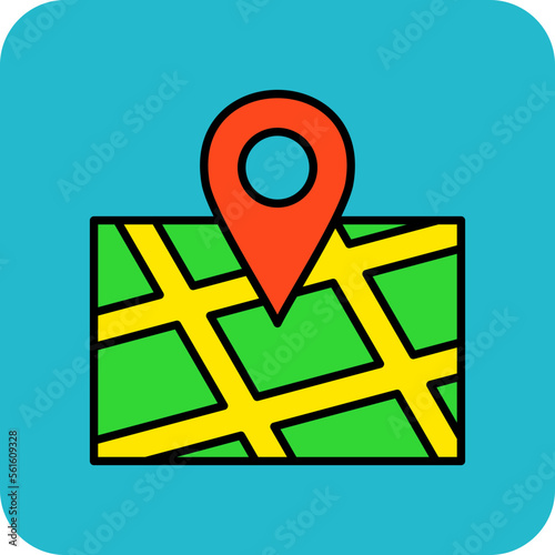 Map Pin Multicolor Round Corner Filled Line Icon