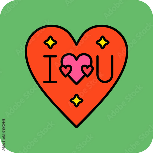 Love Multicolor Round Corner Filled Line Icon