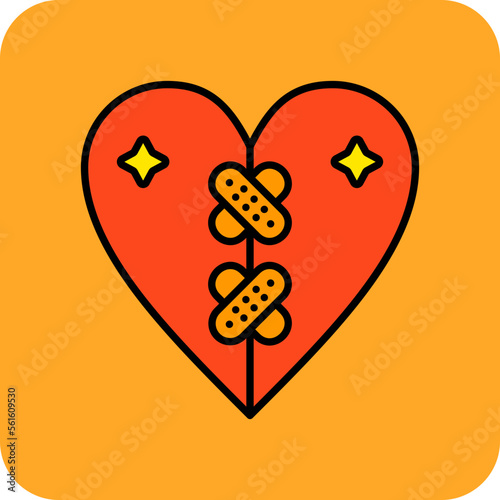 Bandage Multicolor Round Corner Filled Line Icon