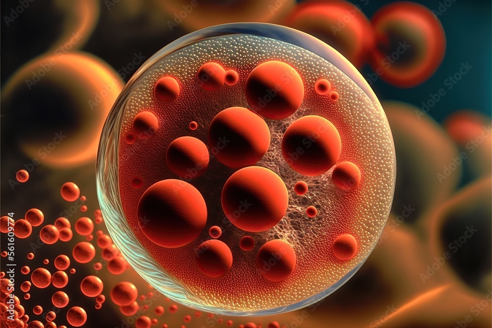 Anemia under microscope view. illustration created by generative AI