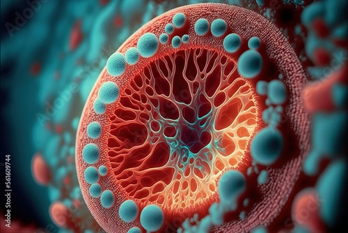 Anemia under microscope view. illustration created by generative AI photo