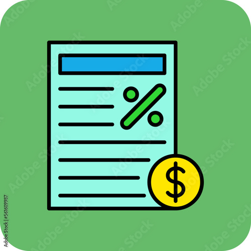 Taxation Multicolor Round Corner Filled Line Icon