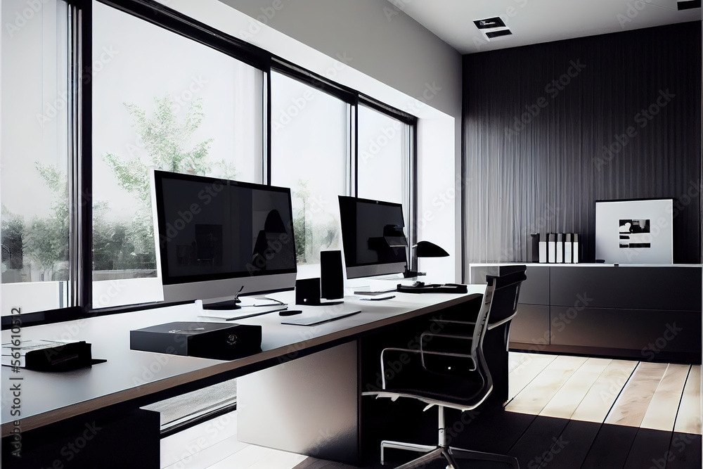 Simple and clean modern office modern office clean office luxury with Generative AI