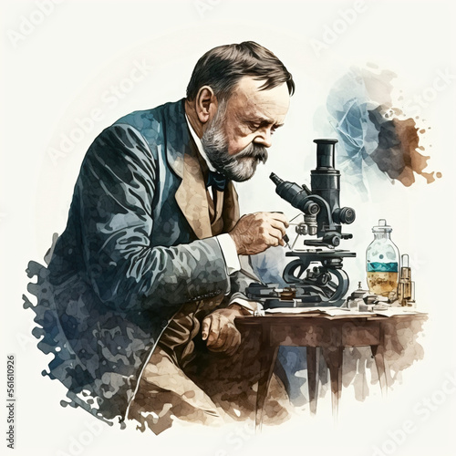 Obraz na plátně Louis Pasteur watercolor Generative Ai