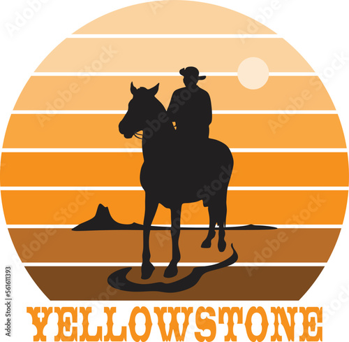 tshirt yellowstone with cowboy vintage colors