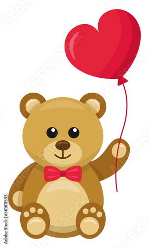 Teddy bear with heart balloon