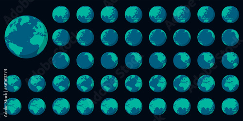 Set of globes of Earth. World map in globe shape. Vector illustration.