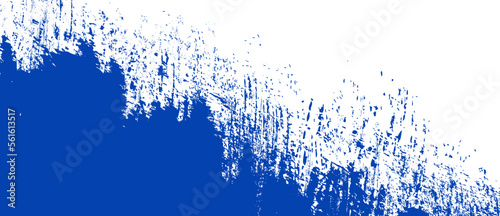 Navy blue brush stroke background. Blue ink splash on backdrop. Brush background for wallpaper, paint splatter template, dirt banner, watercolor design, dirty texture. Trendy brush background, vector