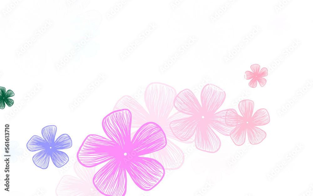 Light Multicolor vector doodle backdrop with flowers.