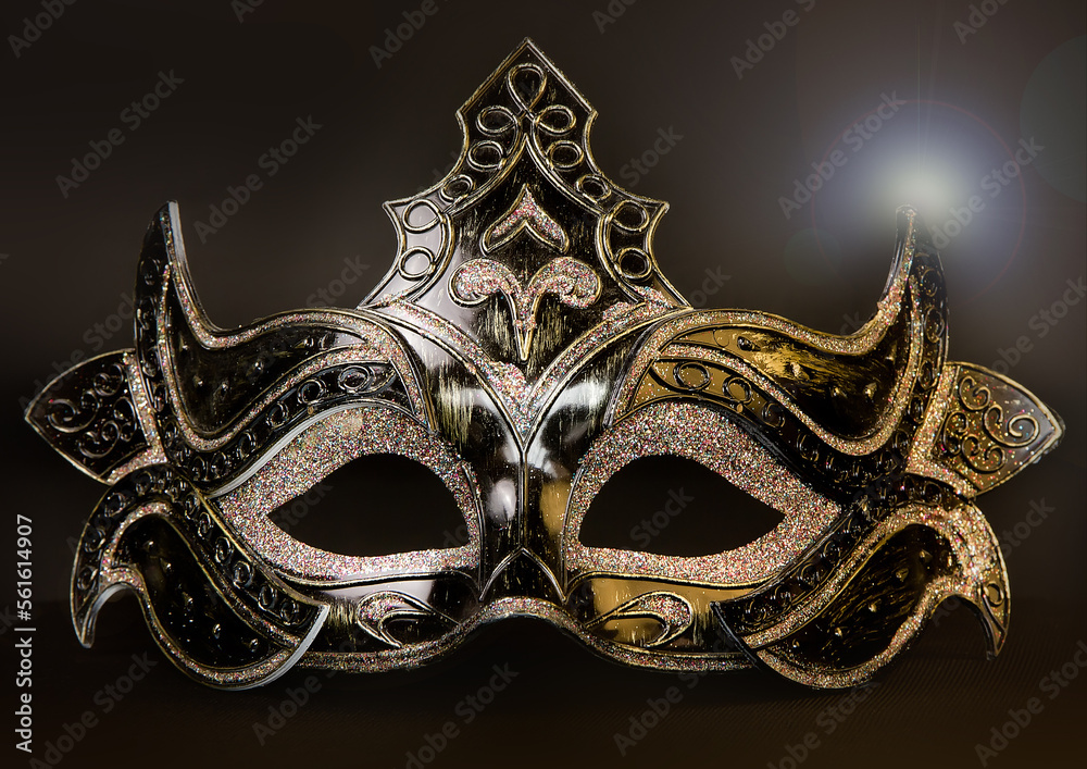 Beautiful New Year's mask on a dark background.