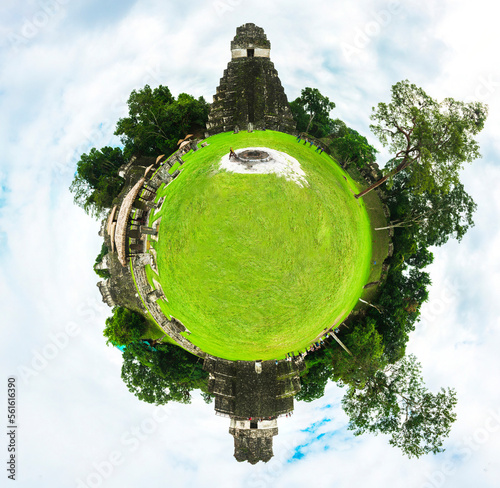 Miniplanet view of Tikal's grand plaza photo