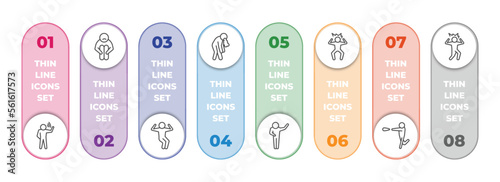 feelings infographic element with outline icons and 8 step or option. feelings icons such as blah human, sad human, amused human, sick grateful irritated super frustrated vector.