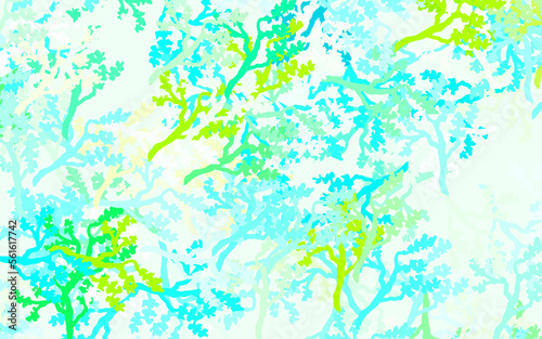 Light Green vector doodle layout with leaves, branches.