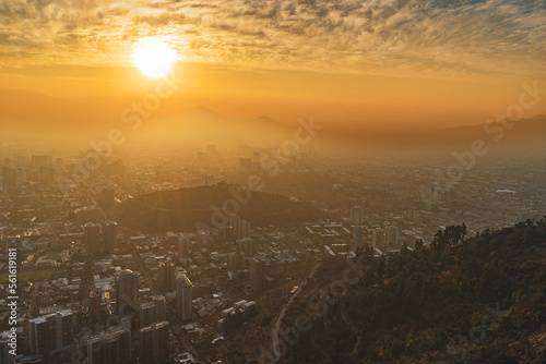 sunset over Santiago de Chile from a mountain © Hannes