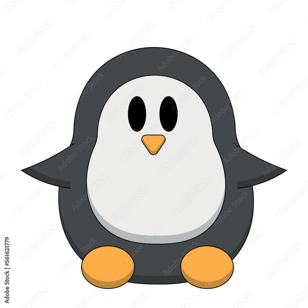 Obraz premium Cute cartoon Penguin. Draw illustration in color