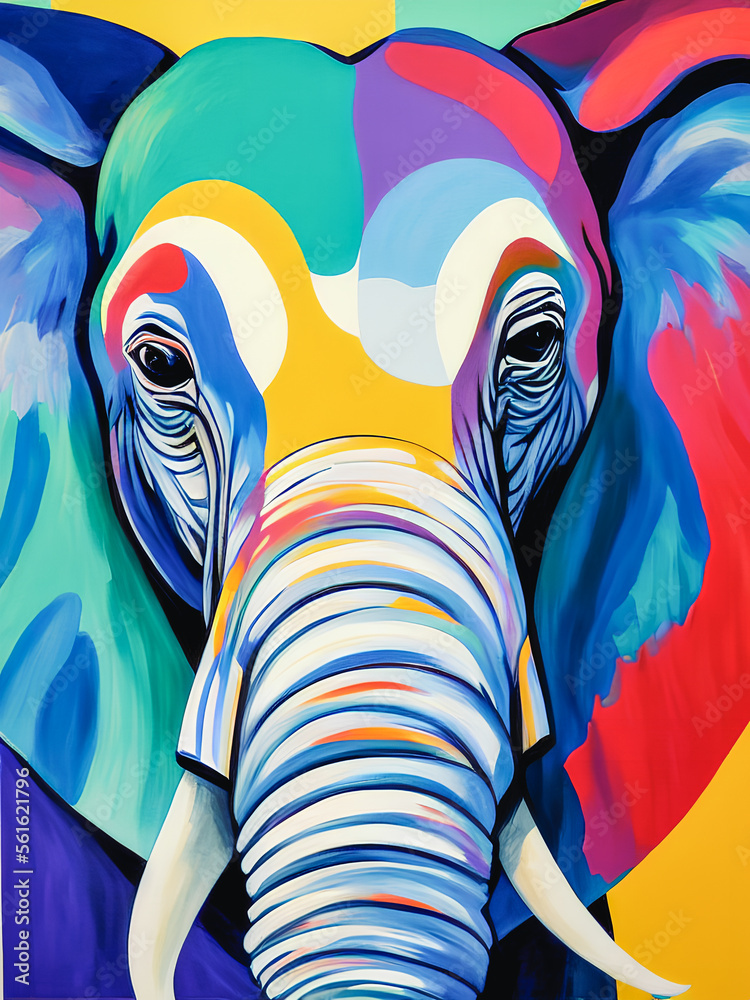 Obraz premium The majestic elephant is portrayed in a stylized, abstract manner, making for a unique and striking image. Generative AI