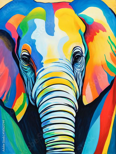 The majestic elephant is portrayed in a stylized  abstract manner  making for a unique and striking image. Generative AI