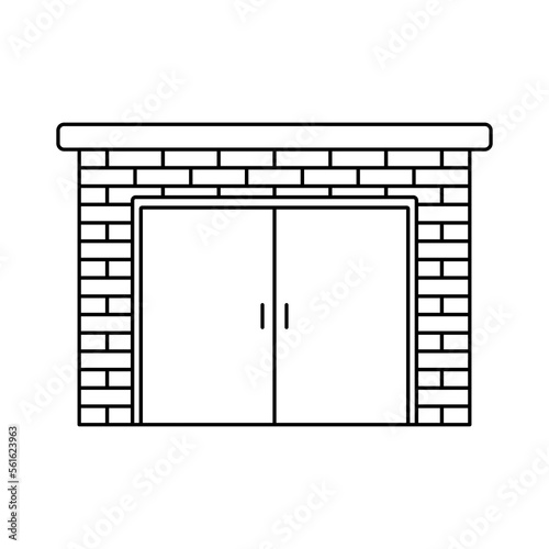 Garage icon. Black contour linear silhouette. Front view. Editable strokes. Vector simple flat graphic illustration. Isolated object on a white background. Isolate.