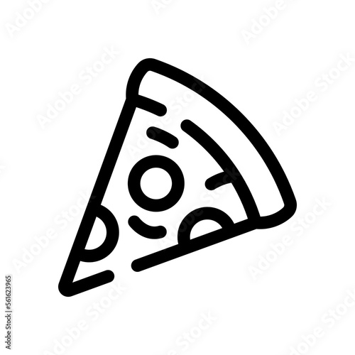 Slice of pizza icon. Black contour linear silhouette. Top view in front. Editable strokes. Vector simple flat graphic illustration. Isolated object on a white background. Isolate.