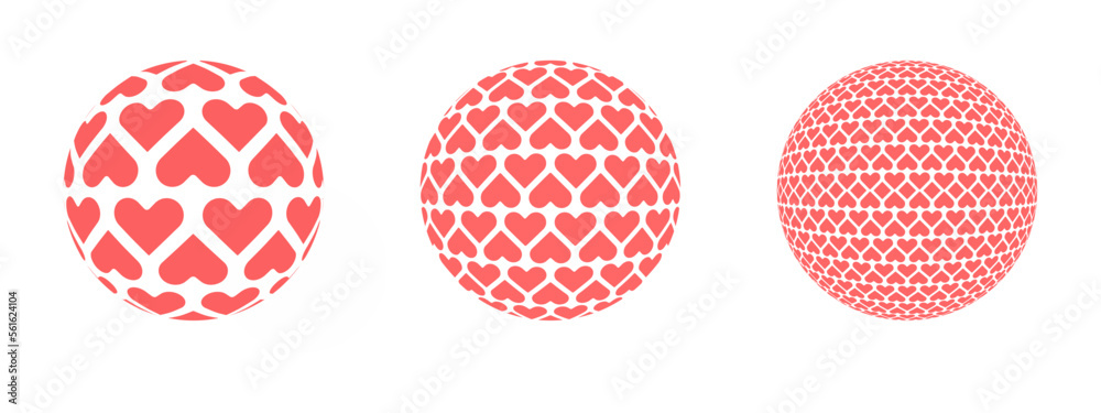 Heart love pattern in a sphere ball vector illustration