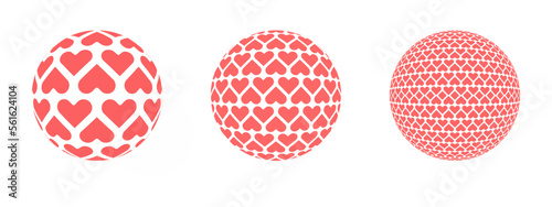 Heart love pattern in a sphere ball vector illustration