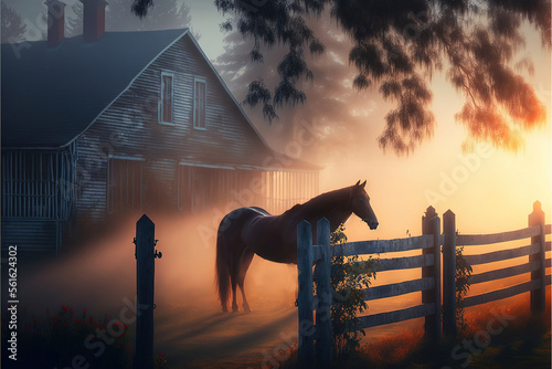 Country ranch, big wooden h...
