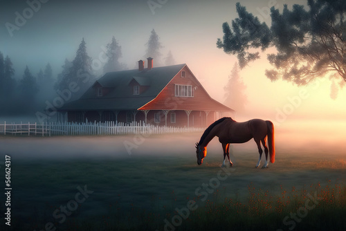 Country ranch, big wooden h...
