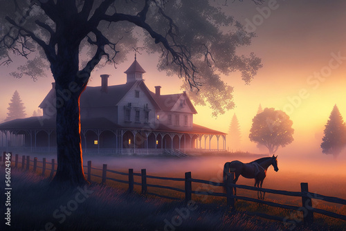 Country ranch, big wooden h...