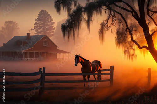 Country ranch, big wooden h...