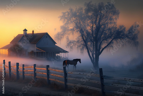 Country ranch, big wooden h...