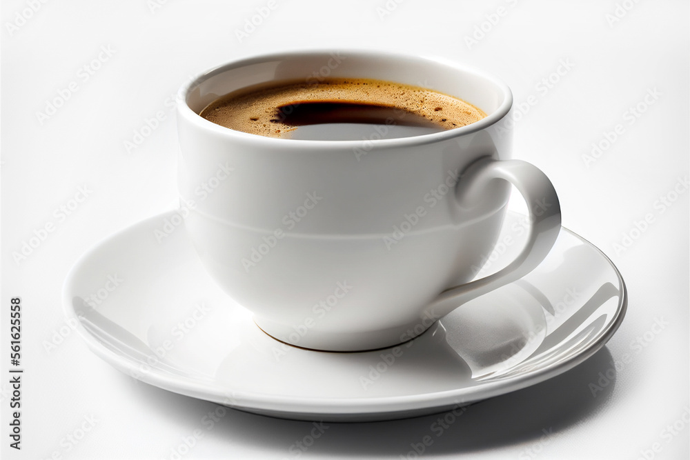 Close up white cup of black coffee isolated on white background with clipping path. A mug of coffee. Close up white cup of black coffee isolated on white background with clipping path. A mug of coffee.