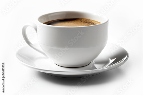 Close up white cup of black coffee isolated on white background with clipping path. A mug of coffee.