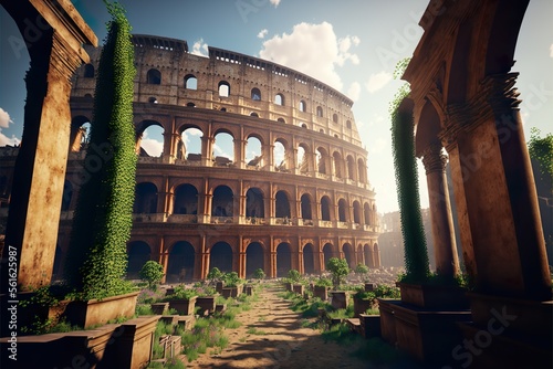 Tableau sur toile The Colosseum Rome beautiful landscape, digital painting, surrealism