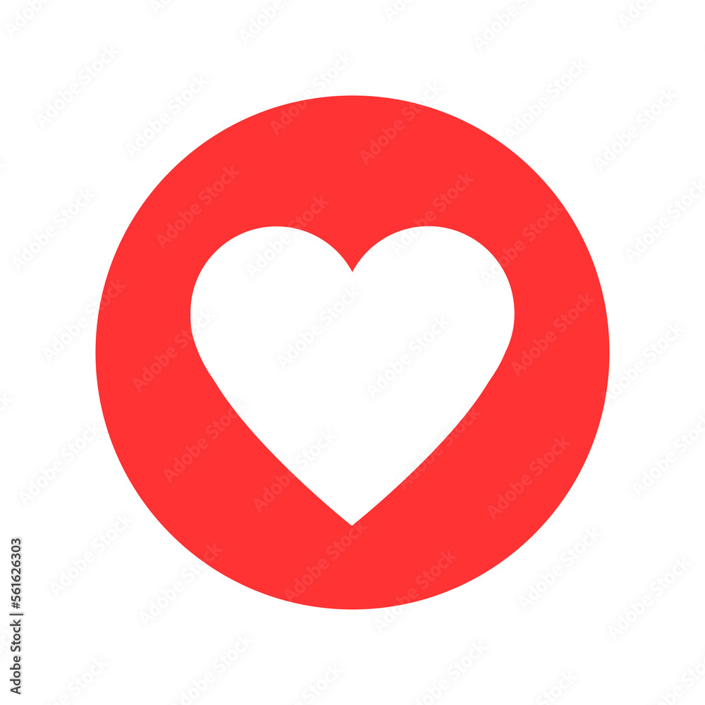 Like social network icon in heart shape on white Like social network icon in heart shape on white
