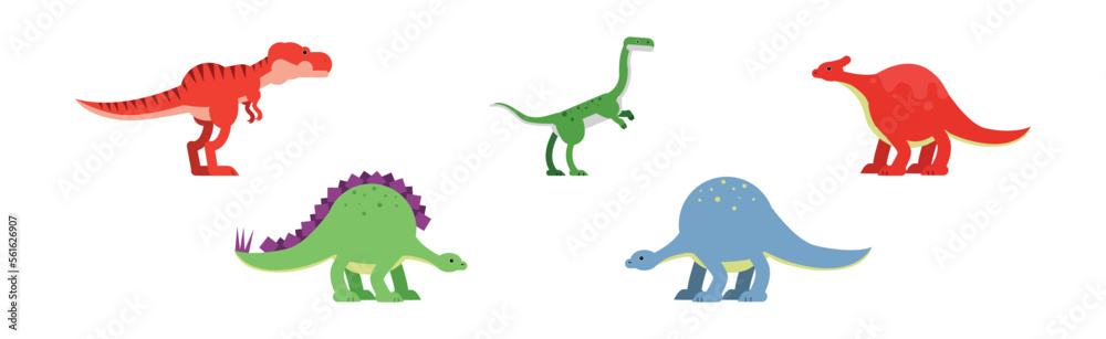 Obraz premium Dinosaur Animals as Jurassic Period Fauna Vector Set