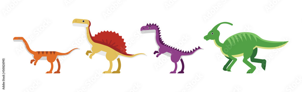 Fototapeta premium Dinosaur Animals as Jurassic Period Fauna Vector Set