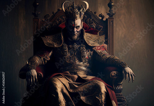 Deacon on royal throne. Lord of evil.. photo