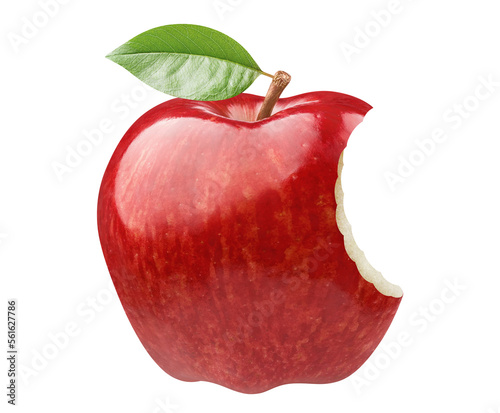 Bitten red apple cut out