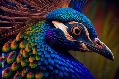  Beautiful peacock. Generative AI.