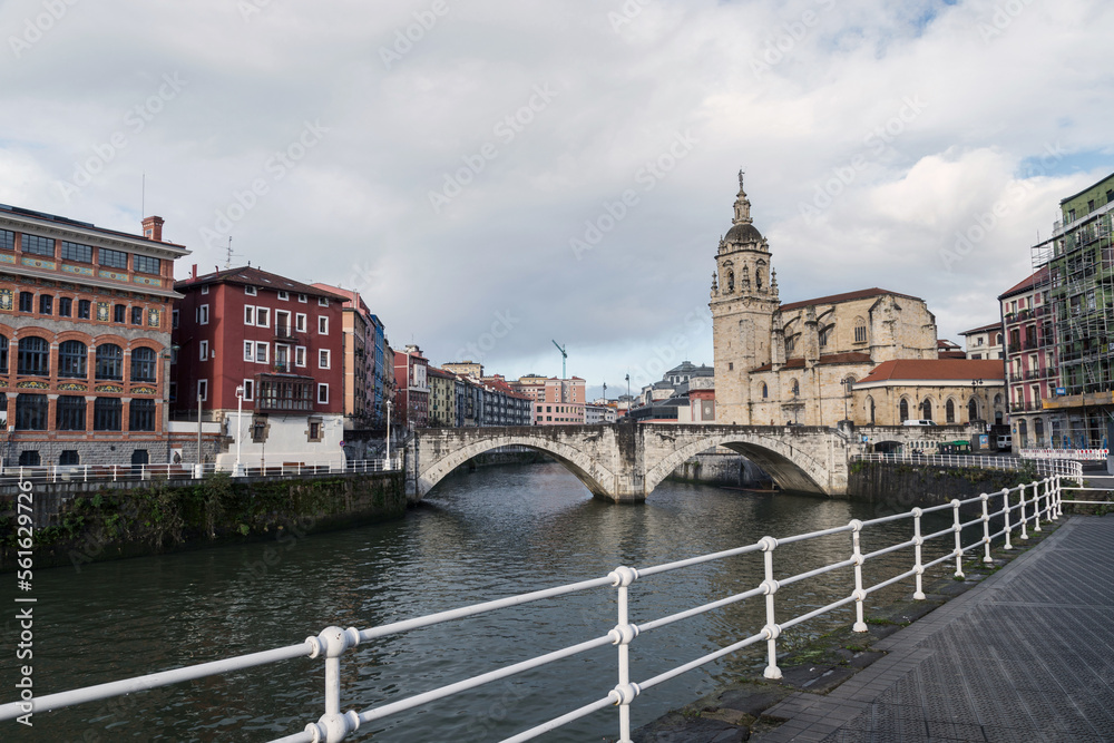 Landscape of the city of Bilbao, San Anton bridge